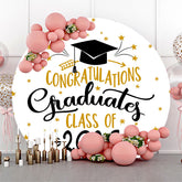 White Gold Cap Class 2025 Round Graduation Backdrop